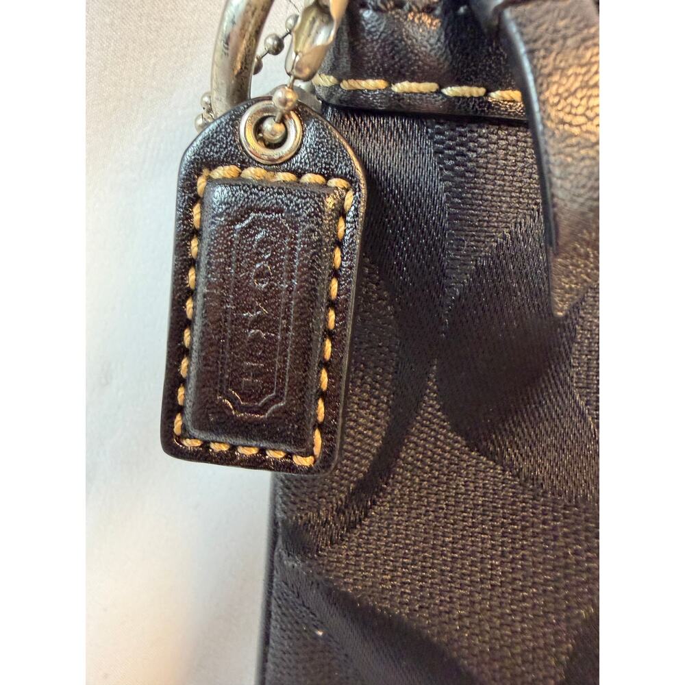 Coach Signature jacquard Crossbody Bag 4680 blsck Canvas Leather Trim Authentic - Picture 5 of 7